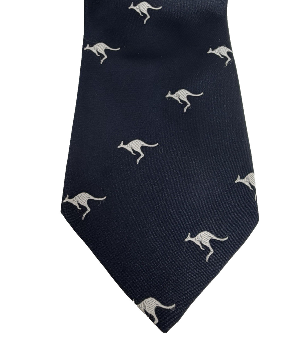 Kangaroo Embroidered Tie Navy Blue Mens Necktie Made in Australia 3 5/8"X57"